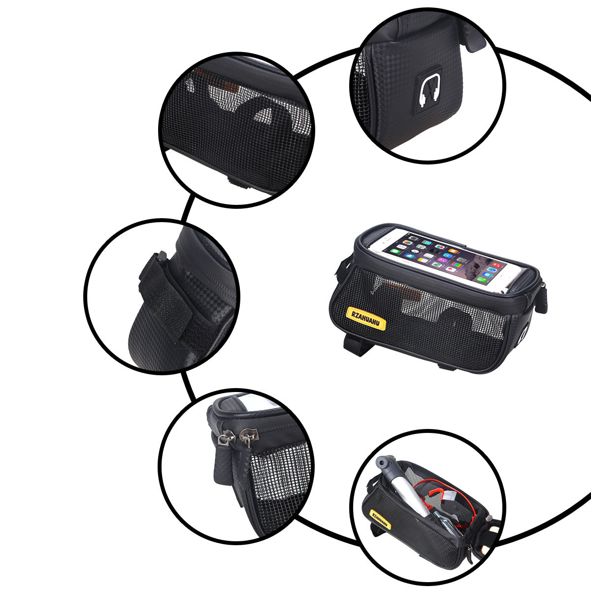 Bicycle Bag Golf Front Beam Bag Mountain Bike Headphone Audio Bag Mobile Phone Navigation Upper Tube Bag Riding Accessories